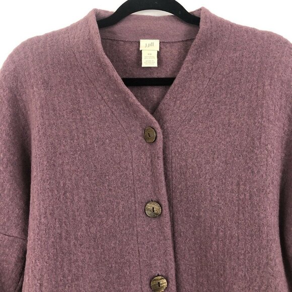 J. Jill Womens Size XS Wool Blend Purple Button Front Cardigan Jacket - Picture 2 of 4